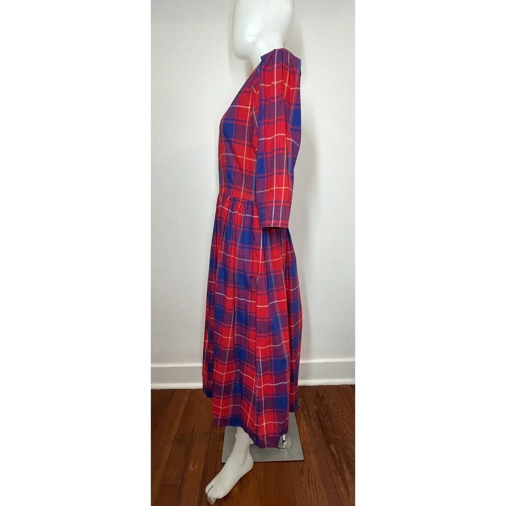 VTG LANZ ORIGINALS Plaid Dress SZ 10 Cotton Made In USA ( Missing Belt - Picture 4 of 5